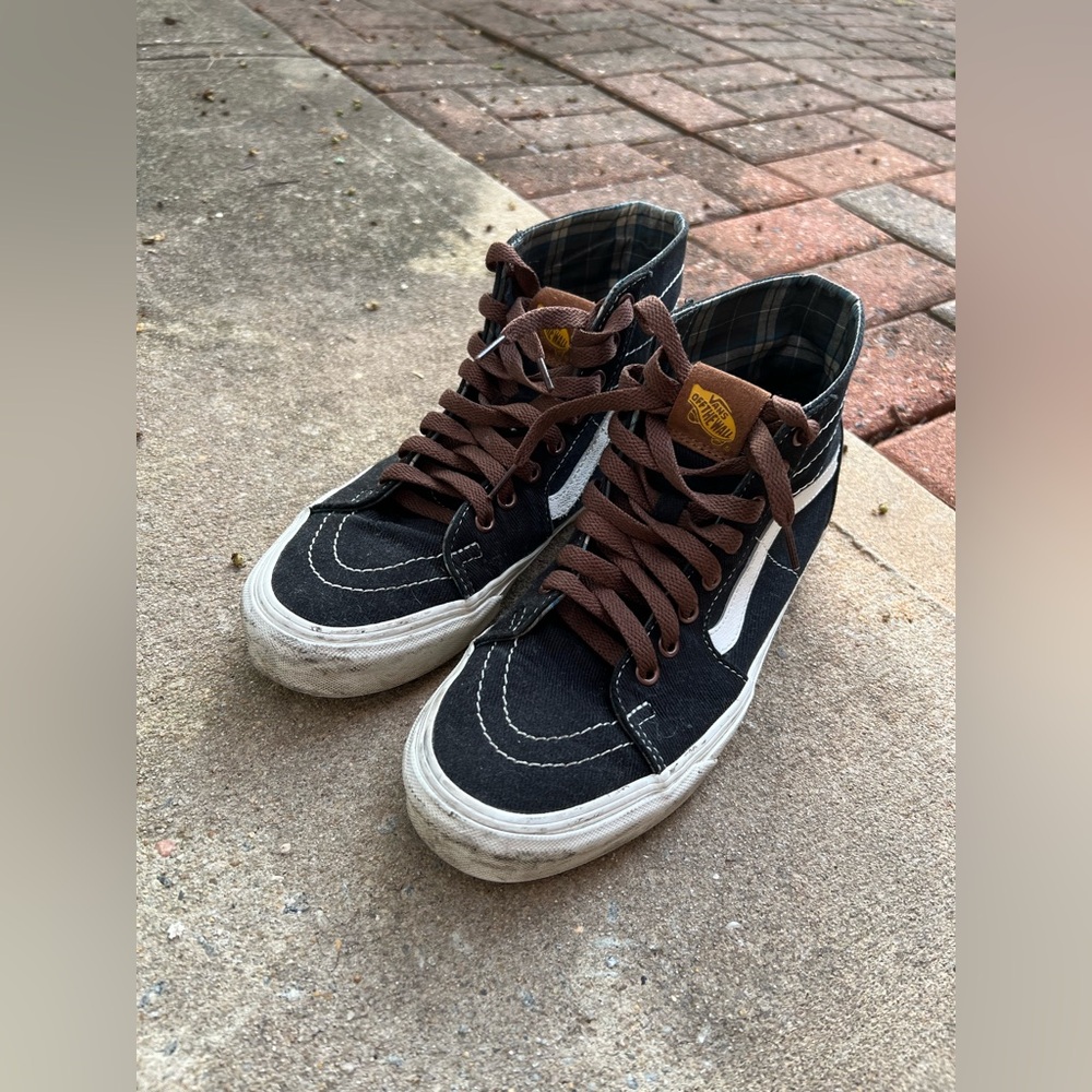 Men's Black and Brown Vans High-Top Sneakers